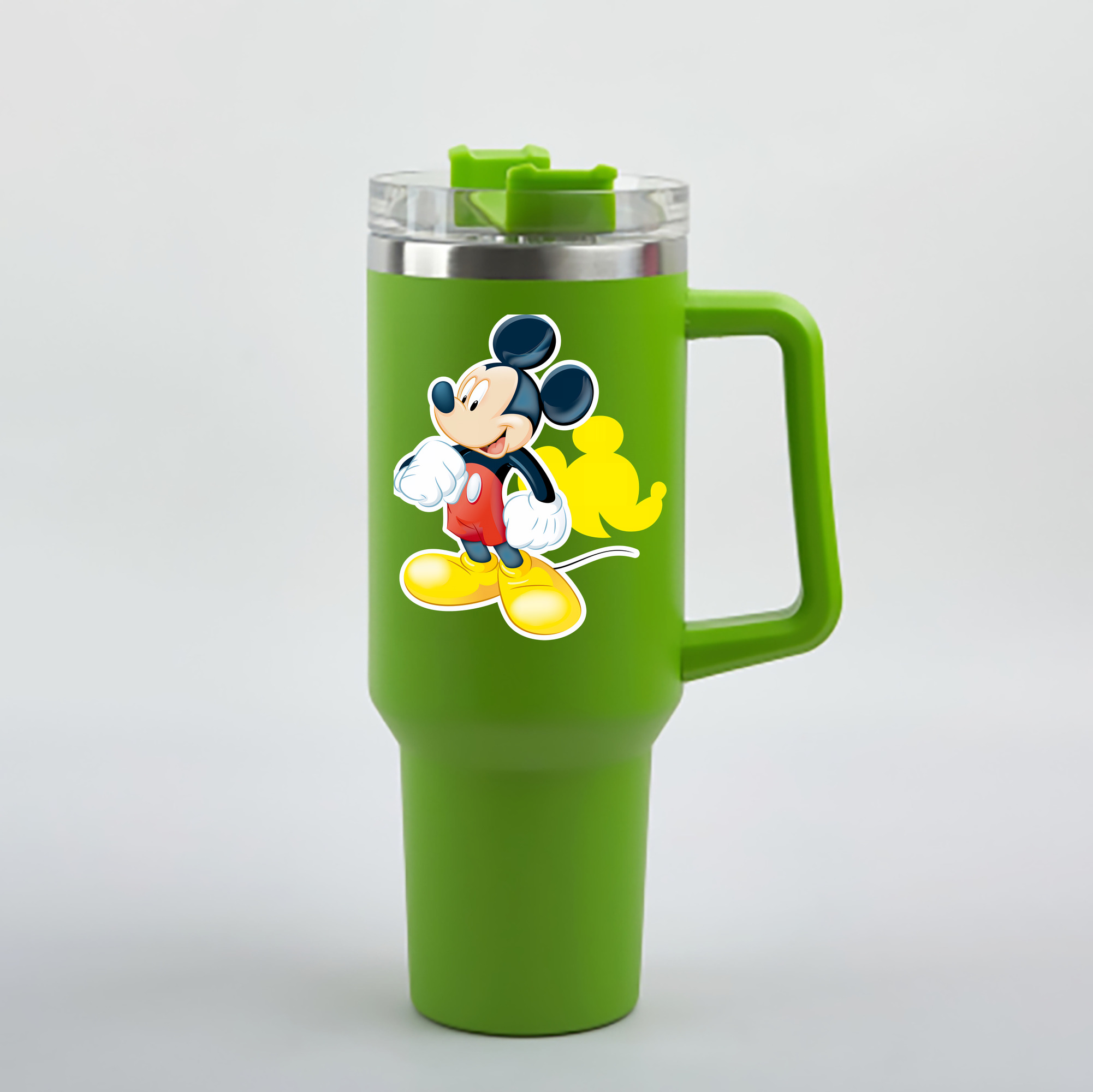 （画像用） ミッキーマウス Mickey Mouse 1200mL車用タンブラー - クリスタルステッカー（プラスチックストロー付き）